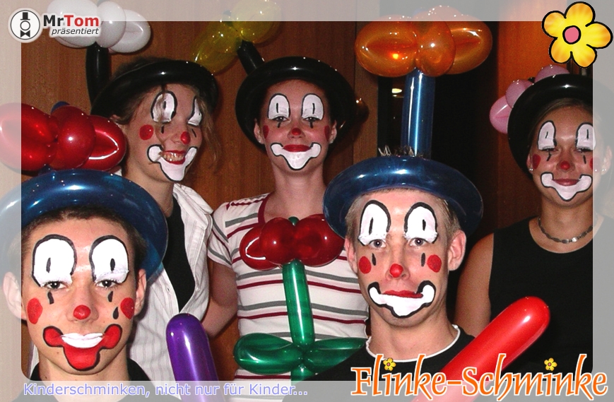 Flinke-Schminke, Kinderschminken, Clownsgesicht, Gesichtsmalerei, Clown schminken, Kindertainment... buchen